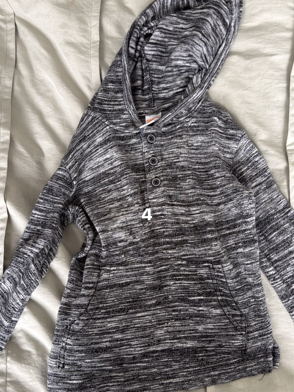 Gray Marled Hooded Pullover Top - kids
